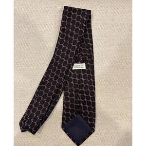 Piattelli Barneys New York Silk Tie Geometric Squares Pattern Made in Italy Brow